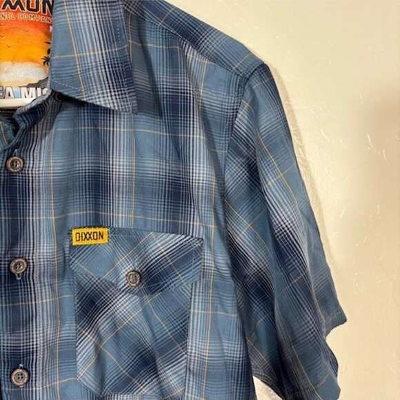 Dixxon Flannel Shirt Mens Medium Blue Plaid Sea Mist Bamboo Blend Short Sleeve - Picture 4 of 8